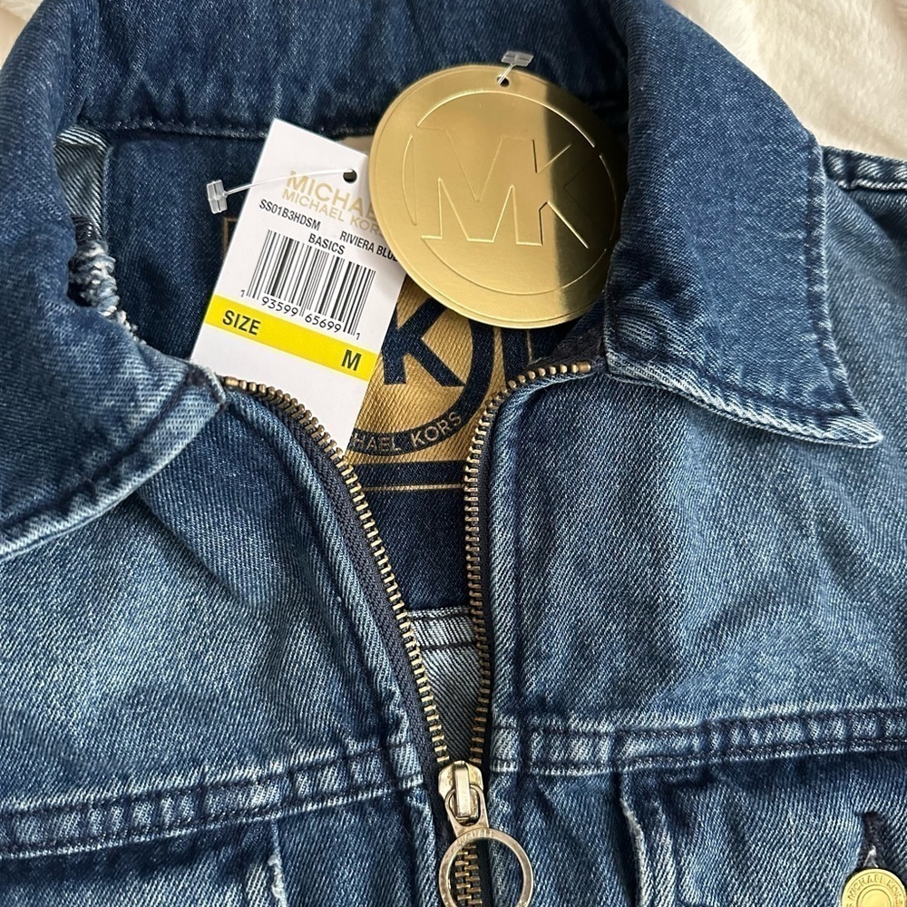 Micheal Kors cropped denim jacket Size M Designer colour: Antique Wash Brand new